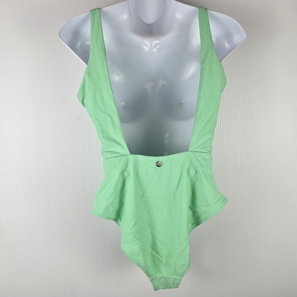 Gymshark Women's One Piece Open Back High Cut Leg Scoop Neck Size M Bright Green - Picture 2 of 14